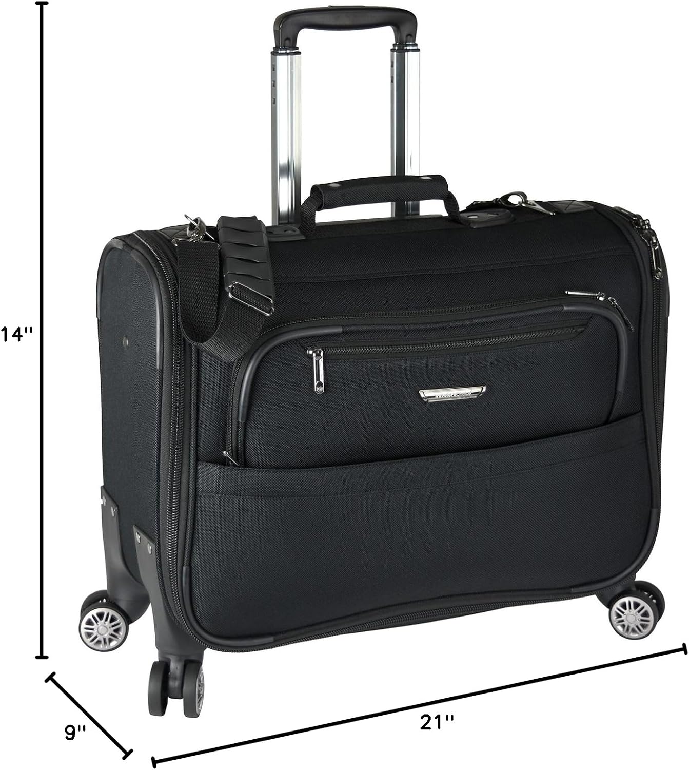 Black 21-Inch Softside 8-Wheeled Spinner Garment Bag Luggage I4033