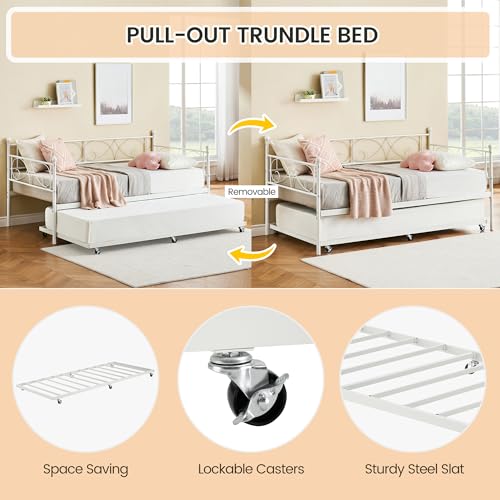 Black Metal Platform Sofa Bed Frame with Metal Slats, Metal Headboard and Footboard Z6633