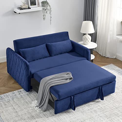 Black Velvet Convertible Sleeper Sofa Bed V11293
