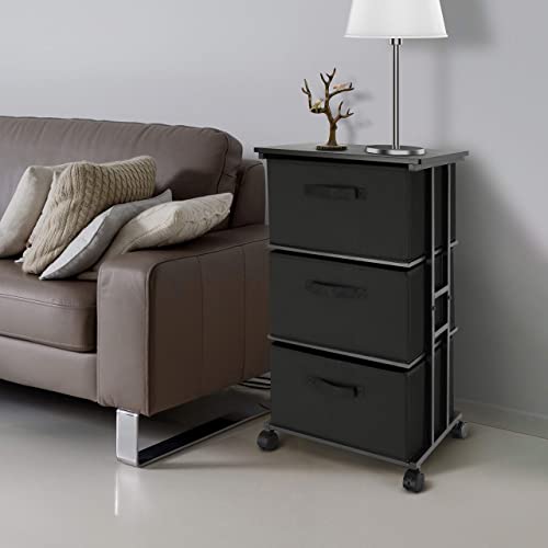 Grey Fabric Dresser with 3 Drawers and Wood Top E144992