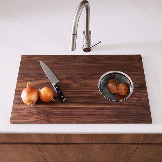Mahogany Over-The-Sink Cutting Board with Mesh Basket P462