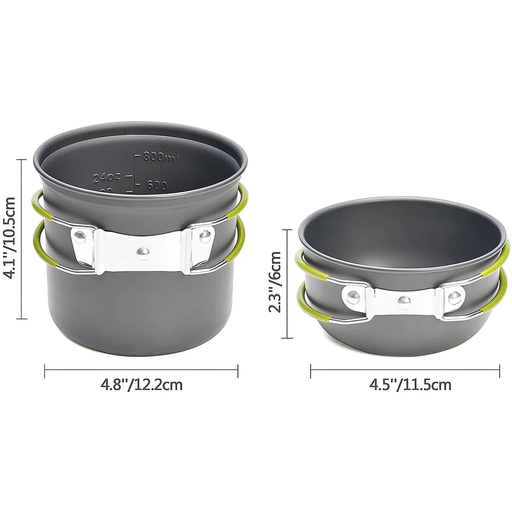 Compact Non-Stick Stainless Steel Camping Cookware Set Q337