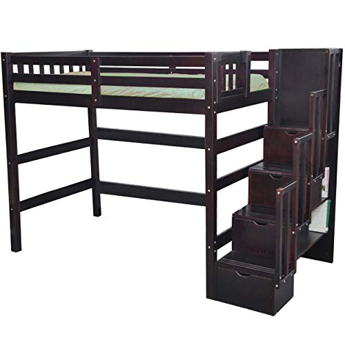 Natural Twin Loft Bed with Storage R61752