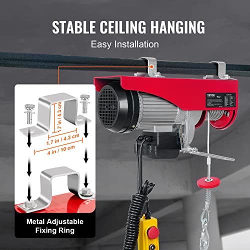 2200 lbs 1600W 110V Electric Steel Wire Winch with Wireless Remote Control 40ft Single Cable Lifting Height E77968