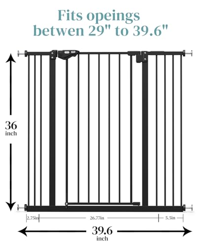 Black Metal Baby Gate 30" Tall M584305