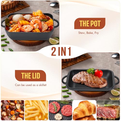 Pre-Seasoned 5.7QT Cast Iron Dutch Oven with Lid E5251