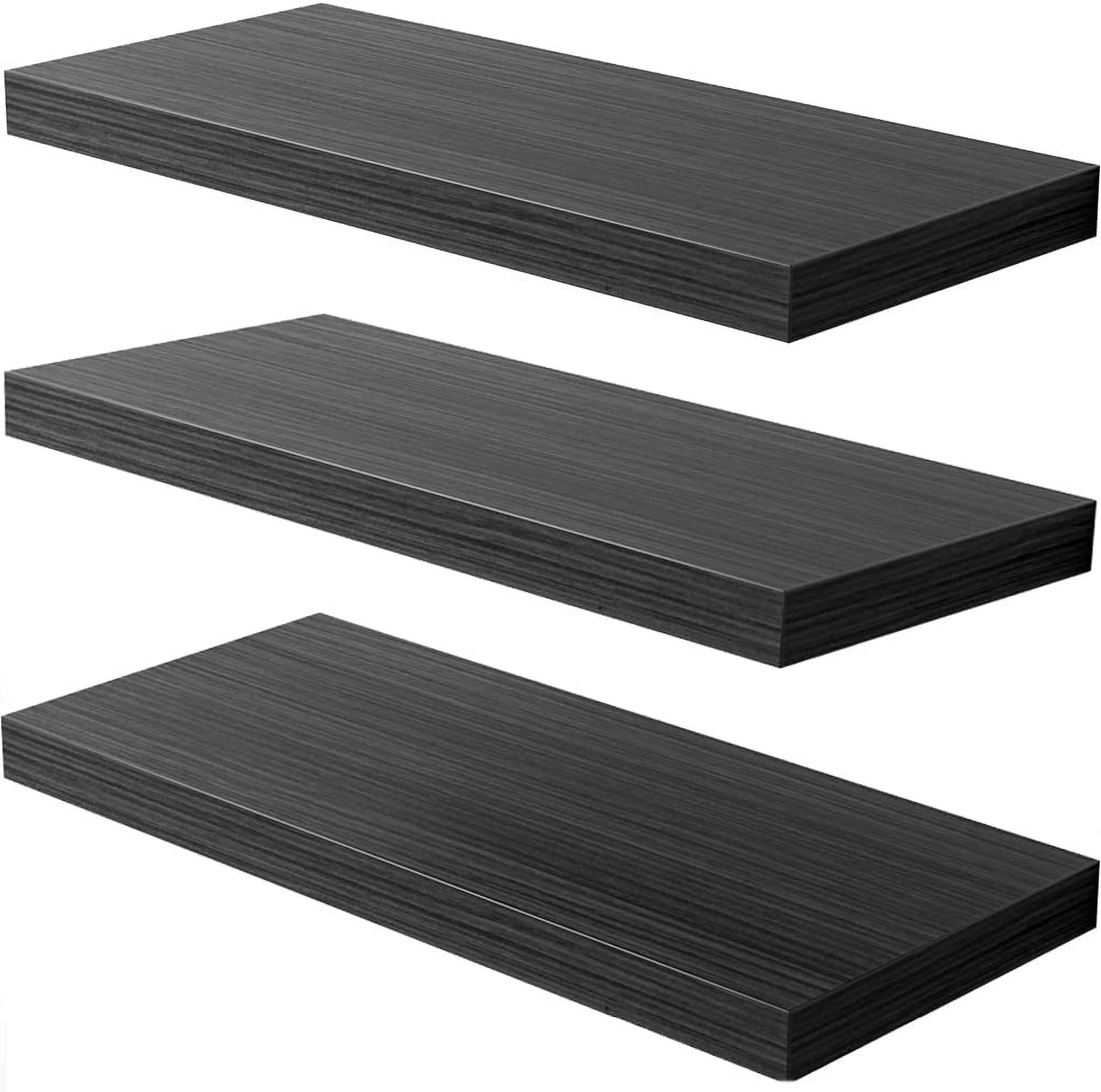 Walnut Wooden Floating Wall Shelf 36 in W x 12.75 in D x 2 in H Set of 2 Q6561