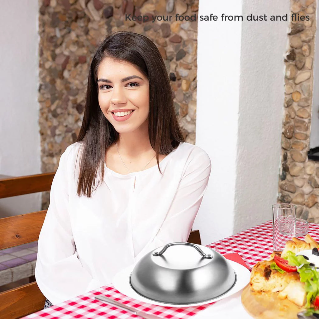 2PCS Stainless Steel Round Basting Cover with Handle F104