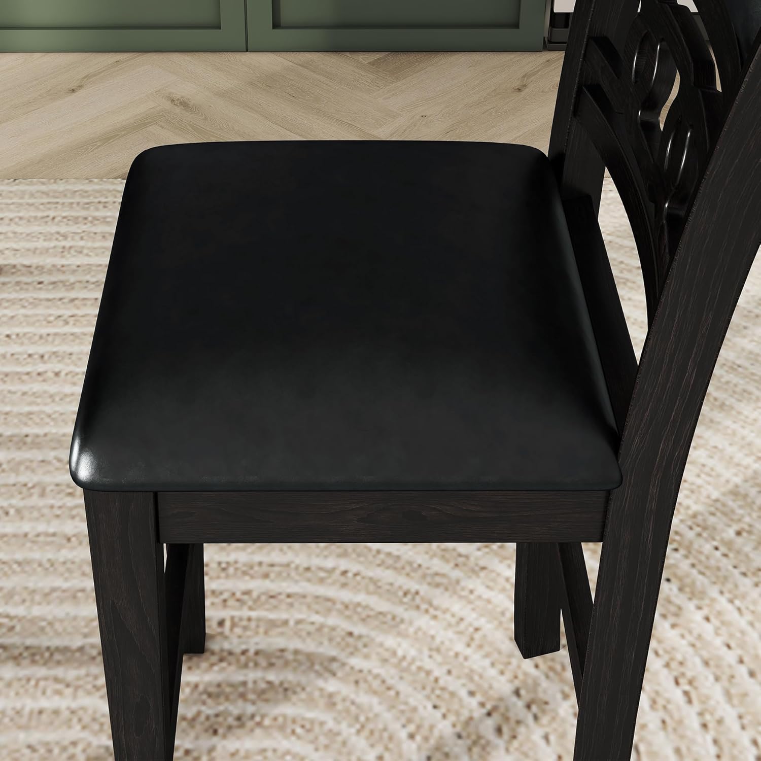 5-piece Counter Height Dining Round Table Set with Faux Marble Top and Four PU-leather Chairs, Dark Espresso Y730691