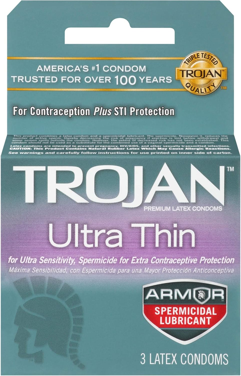 Ultra Thin Spermicidal Condom, 3 Count J973