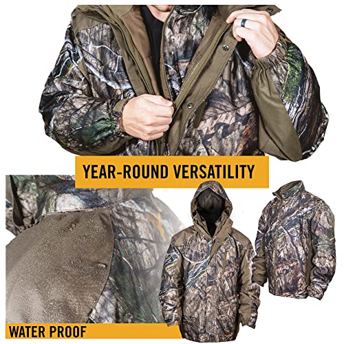 Men’s 3-in-1 Insulated Camo Hunting Parka, Waterproof, Removable Hood U615