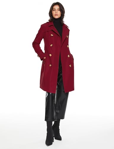 Women's Mid-length Double Breasted Trench Coat with Belt J698187