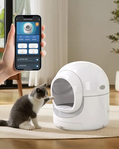 Self-Cleaning Automatic Cat Litter Box, 85L, White&Grey N2431