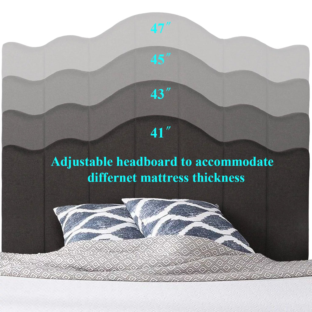 Twin Size Upholstered Platform Bed Frame Dark Grey Y747