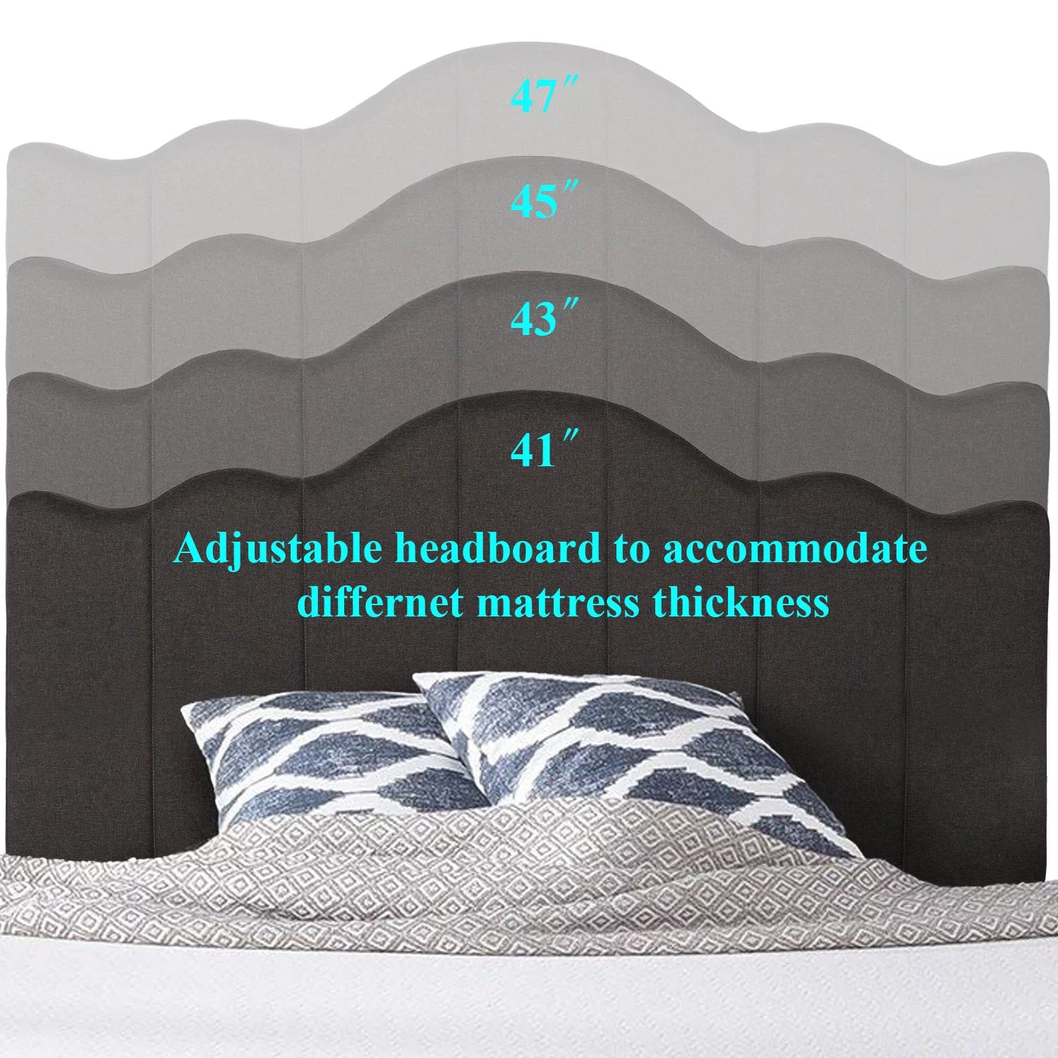 Twin Size Upholstered Platform Bed Frame Dark Grey Y747