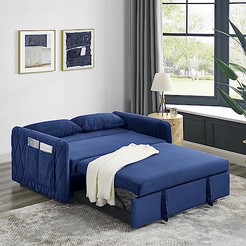 Black Velvet Convertible Sleeper Sofa Bed V11293