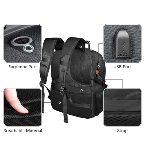 Black 50L Travel Laptop Backpack 17 Inch W291013