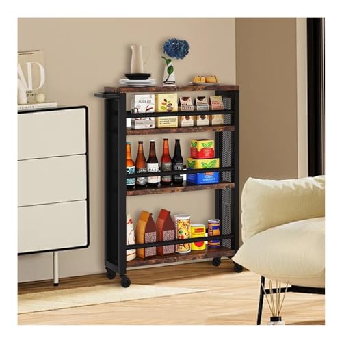 Black 4-Tier Slim Rolling Storage Cart J405976