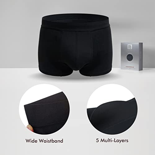 Black X-Large Washable Urinary Incontinence Boxer Briefs N240767