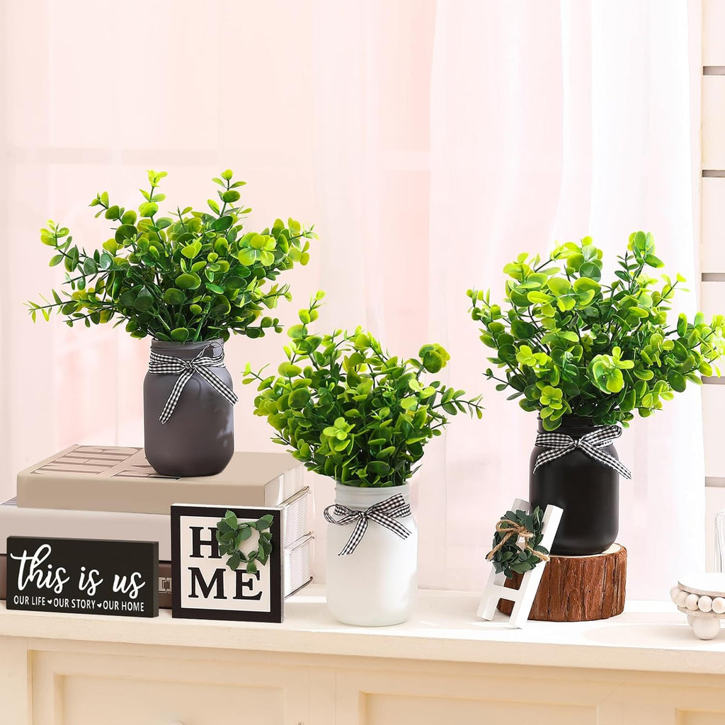 12 Pcs Eucalyptus Mason Jar Table Centerpieces Farmhouse Tiered Tray Decor Wooden Signs G5409