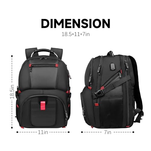 Black 50L Travel Laptop Backpack 17 Inch W291013