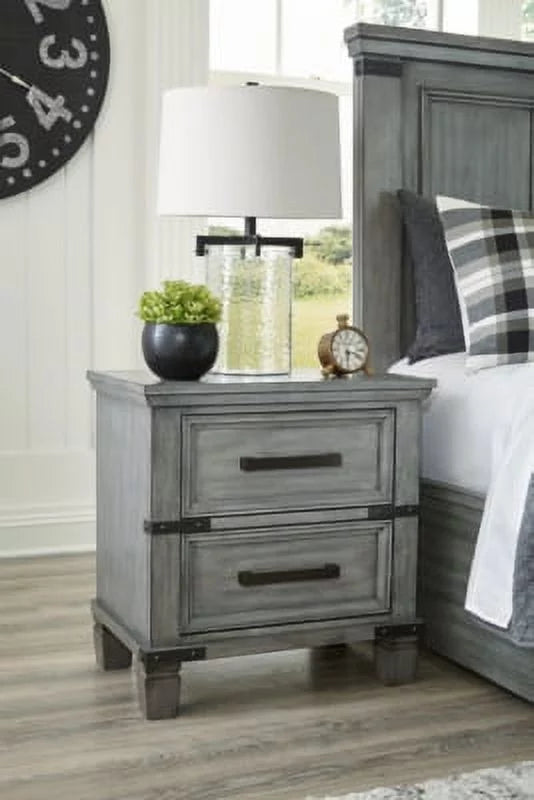 Gray 2 Drawer Nightstand A3172