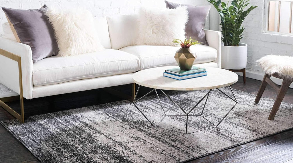 Dark Gray/Ivory 6' 1" x 9' Rectangle Area Rug M5703
