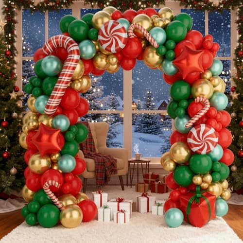 149PCS Red Green Gold Balloon Garland Arch Kit T100252