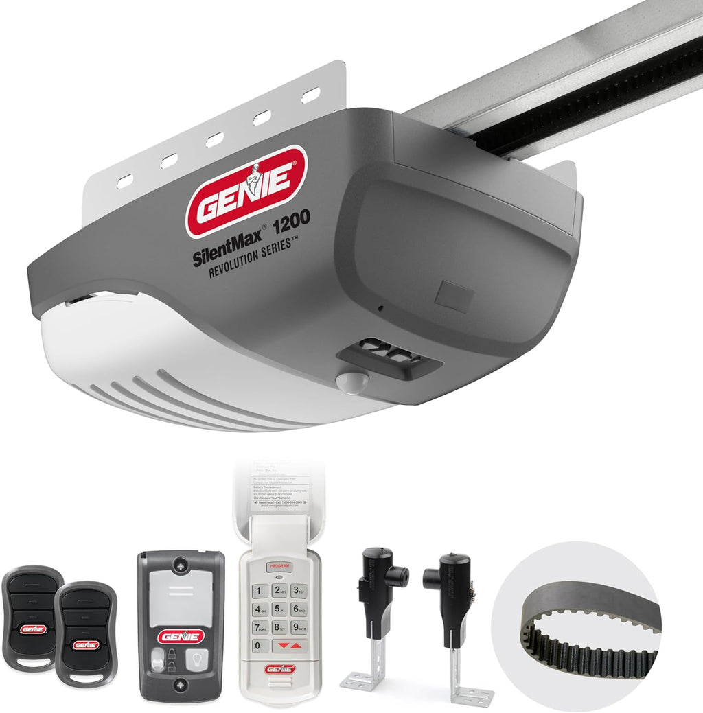 Gray Garage Door Opener with Steel-Reinforced Belt Drive C8673