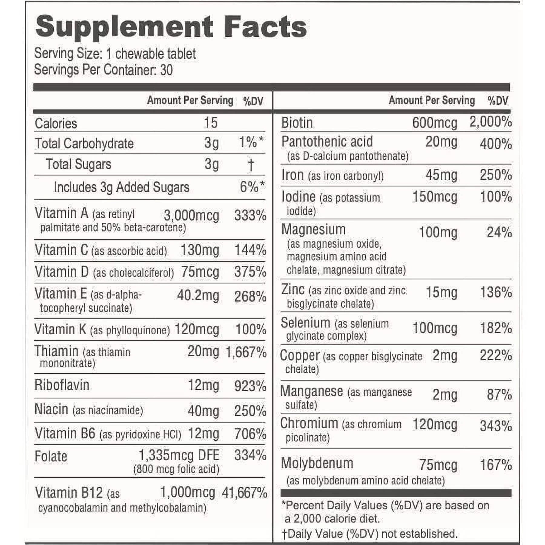 Chewable Vitamin Pack with Iron and Calcium Citrate D642