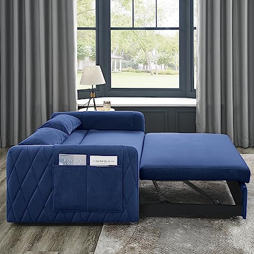 Black Velvet Convertible Sleeper Sofa Bed V11293