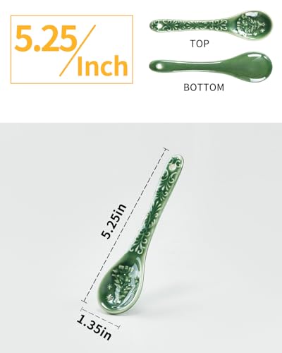 Green Ceramic Spoons Set of 6 A962389