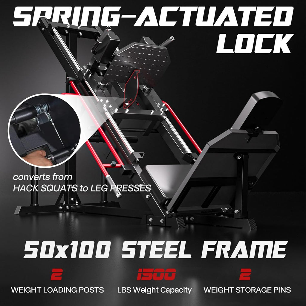 Red Leg Press Hack Squat Machine with Linear Bearing and Weight Storage Q523492
