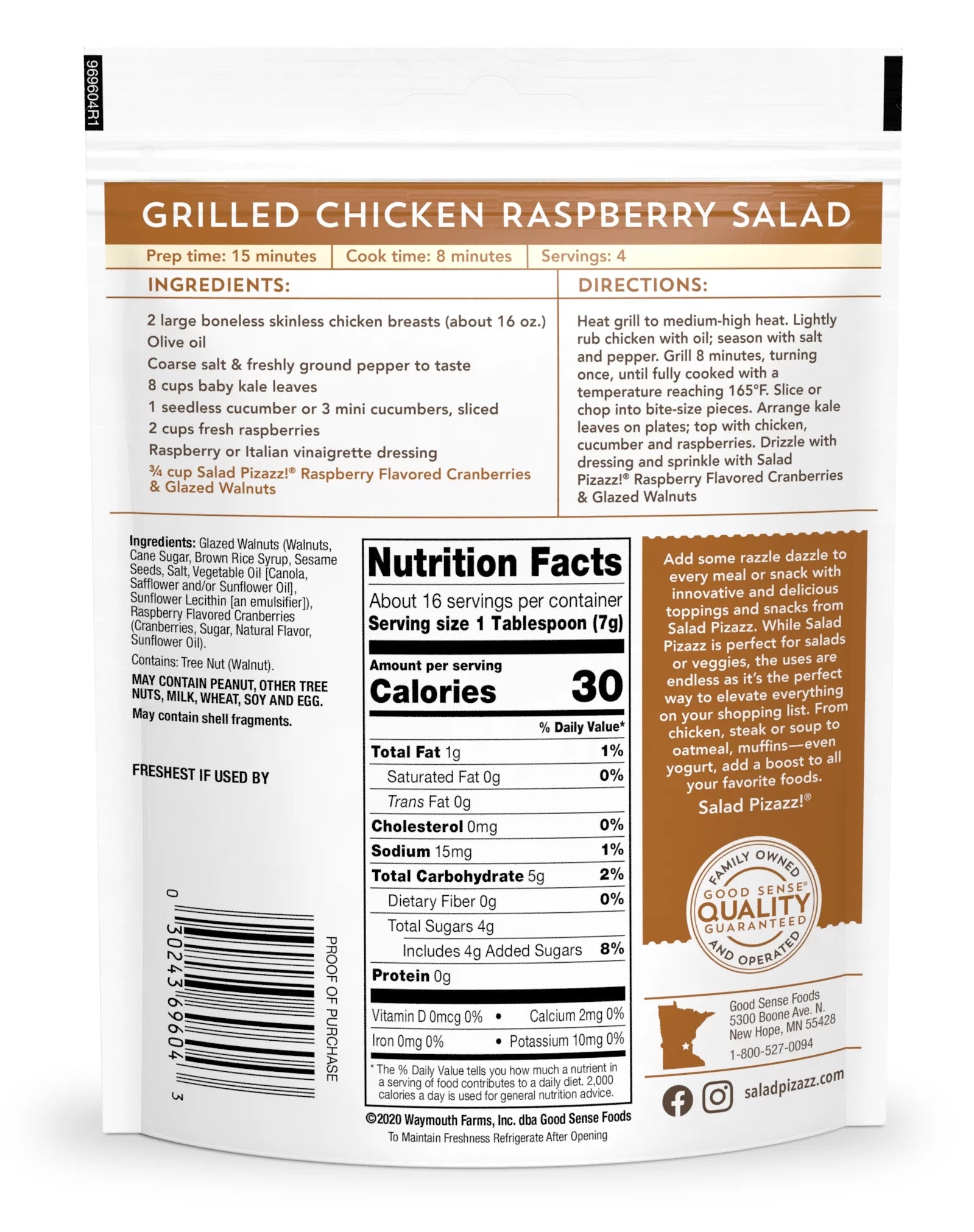 Raspberry Cranberry Walnut Salad Topper, 4 oz T679