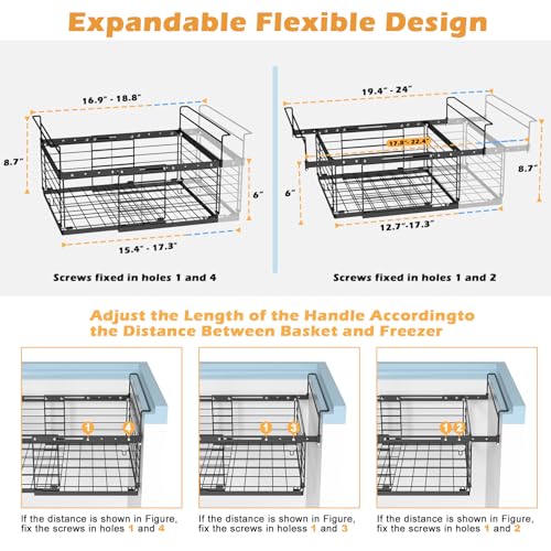 2 Pack Expandable Metal Freezer Baskets Black H73579