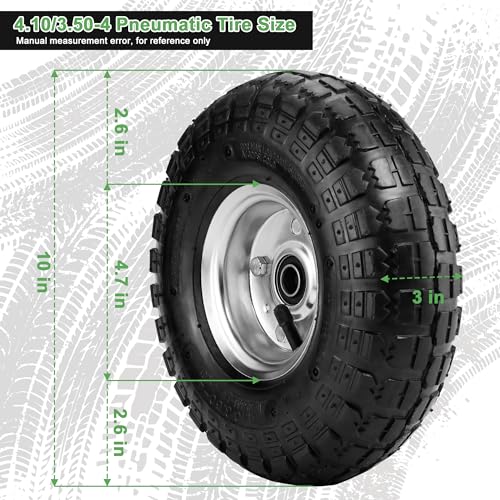 (2 Pack) 4.10/3.50-4 Tire and Wheel - 10 Inch Heavy Duty Pneumatic Tire with 5/8" Bearings and 2.2" Offset Hub H526068