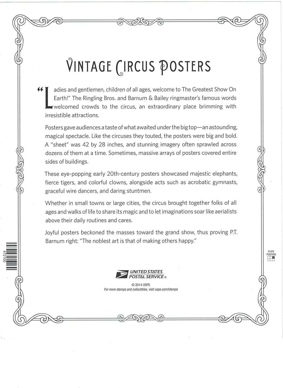 Vintage Circus Posters, Sheet of 16 Postage Stamps U7344