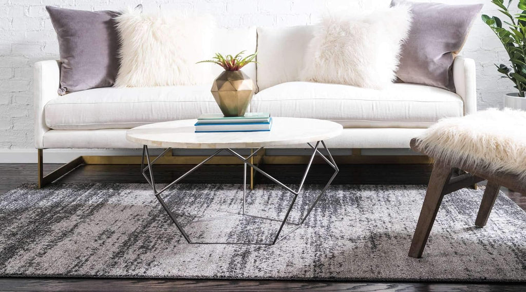 Dark Gray/Ivory 6' 1" x 9' Rectangle Area Rug M5703