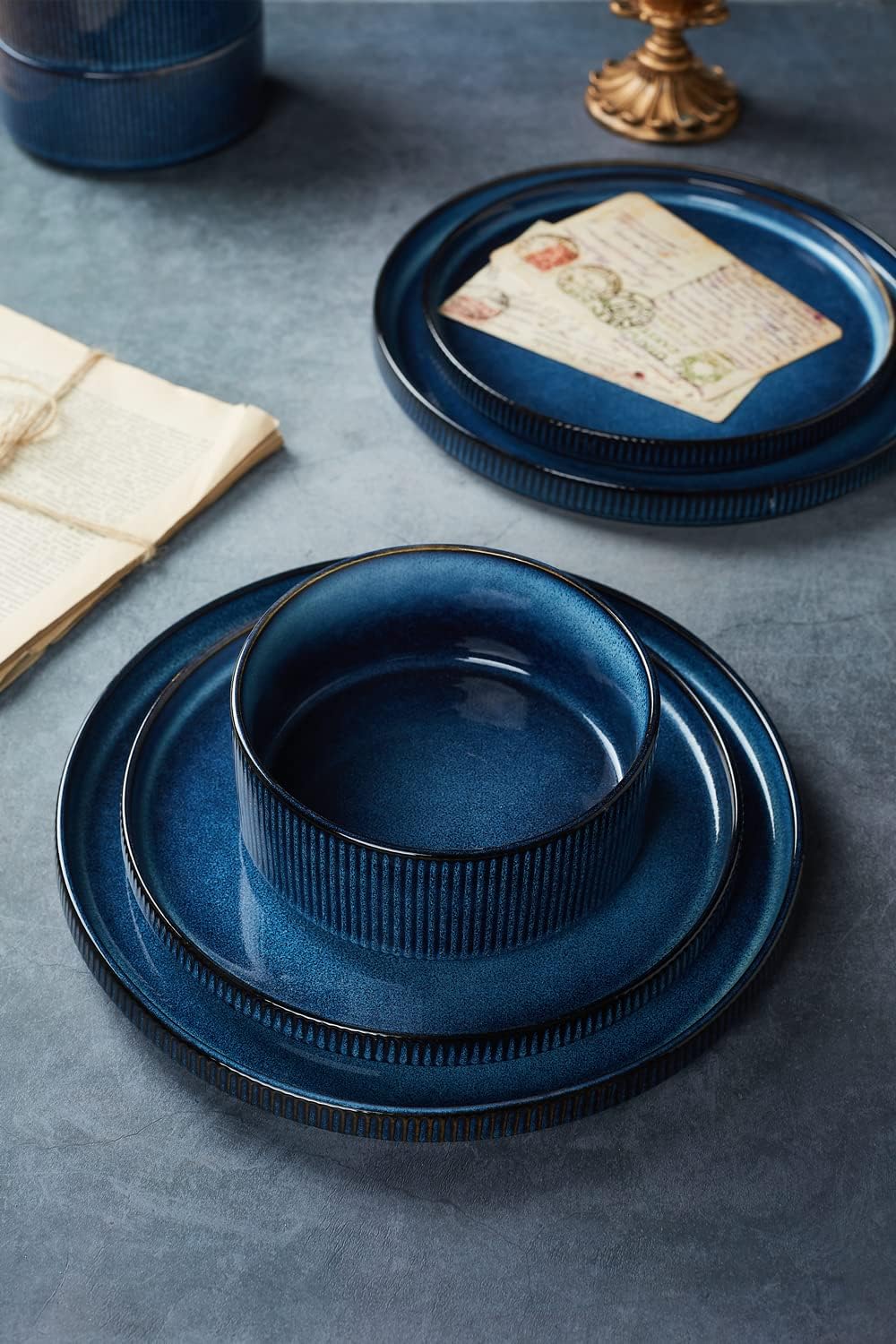 12 Piece Dinnerware Set with 10" Dinner Plates, Nebulas Blue H370913