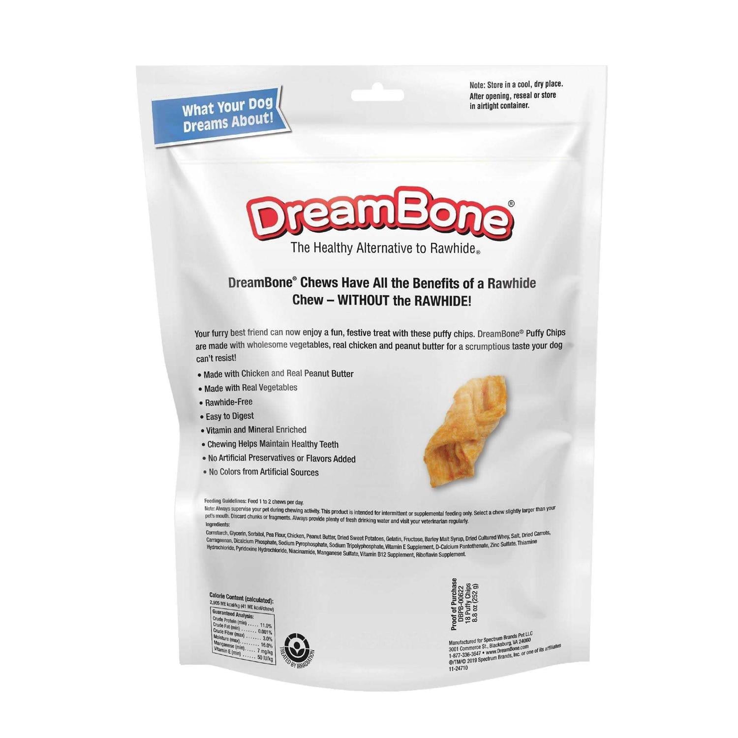 Peanut Butter Puffy Chips Chews Dog Treats U4781