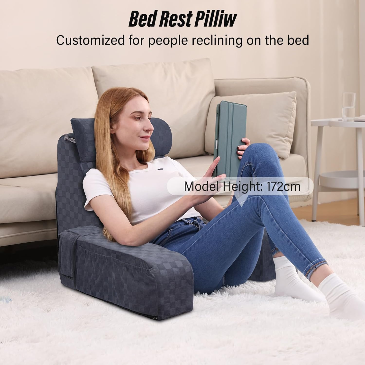 Dark Grey Back Rest Pillow with Arms Rest F630