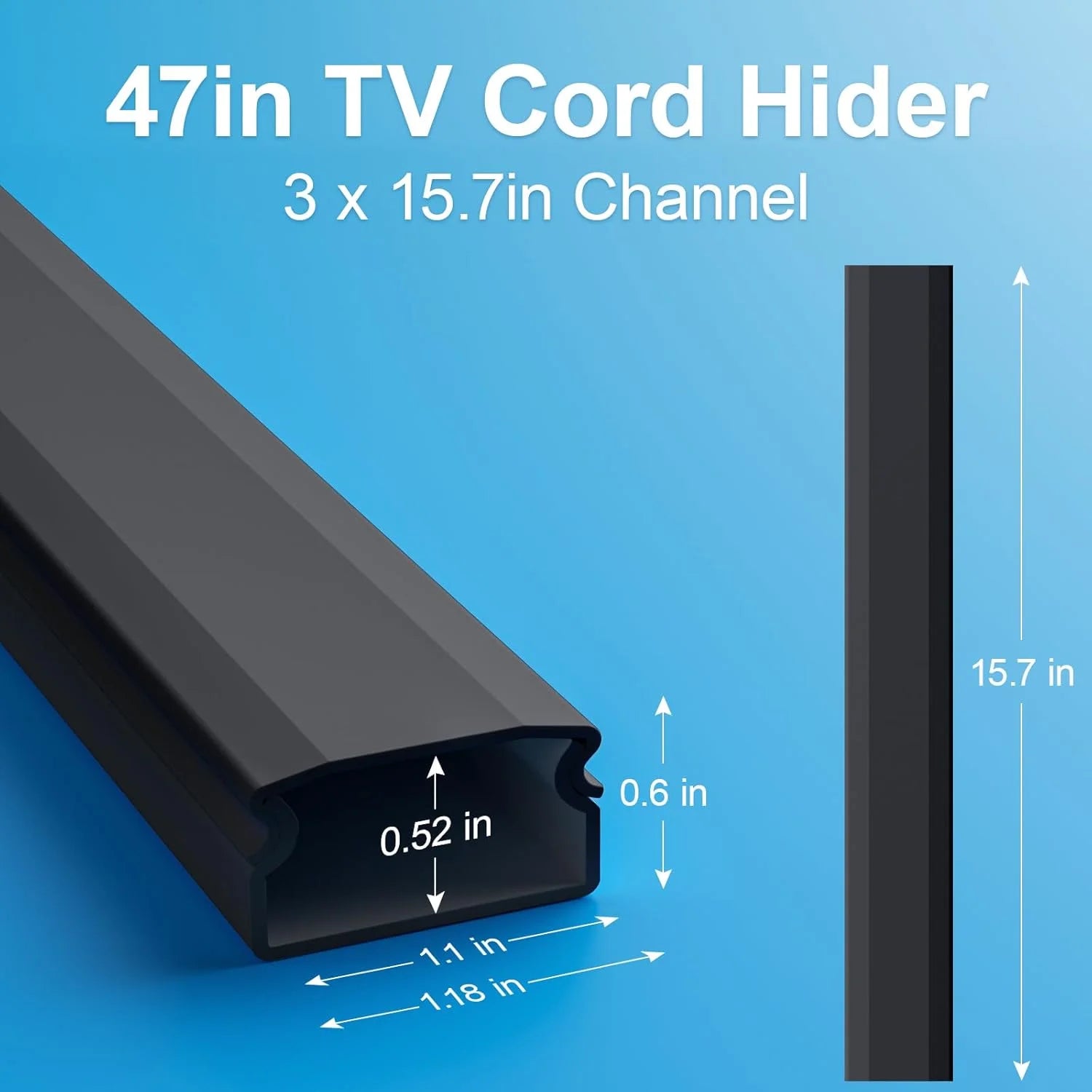 47In Black Cable Raceway for 4 Cords P8960