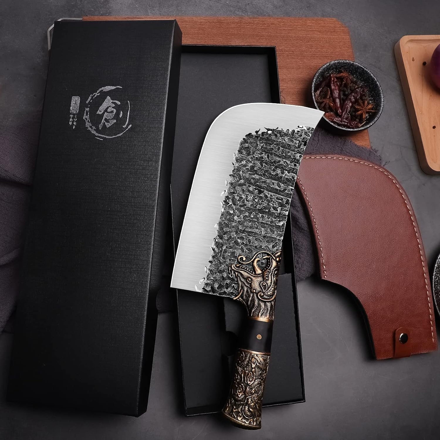 High Carbon Steel Meat Cleaver with Sheath K436