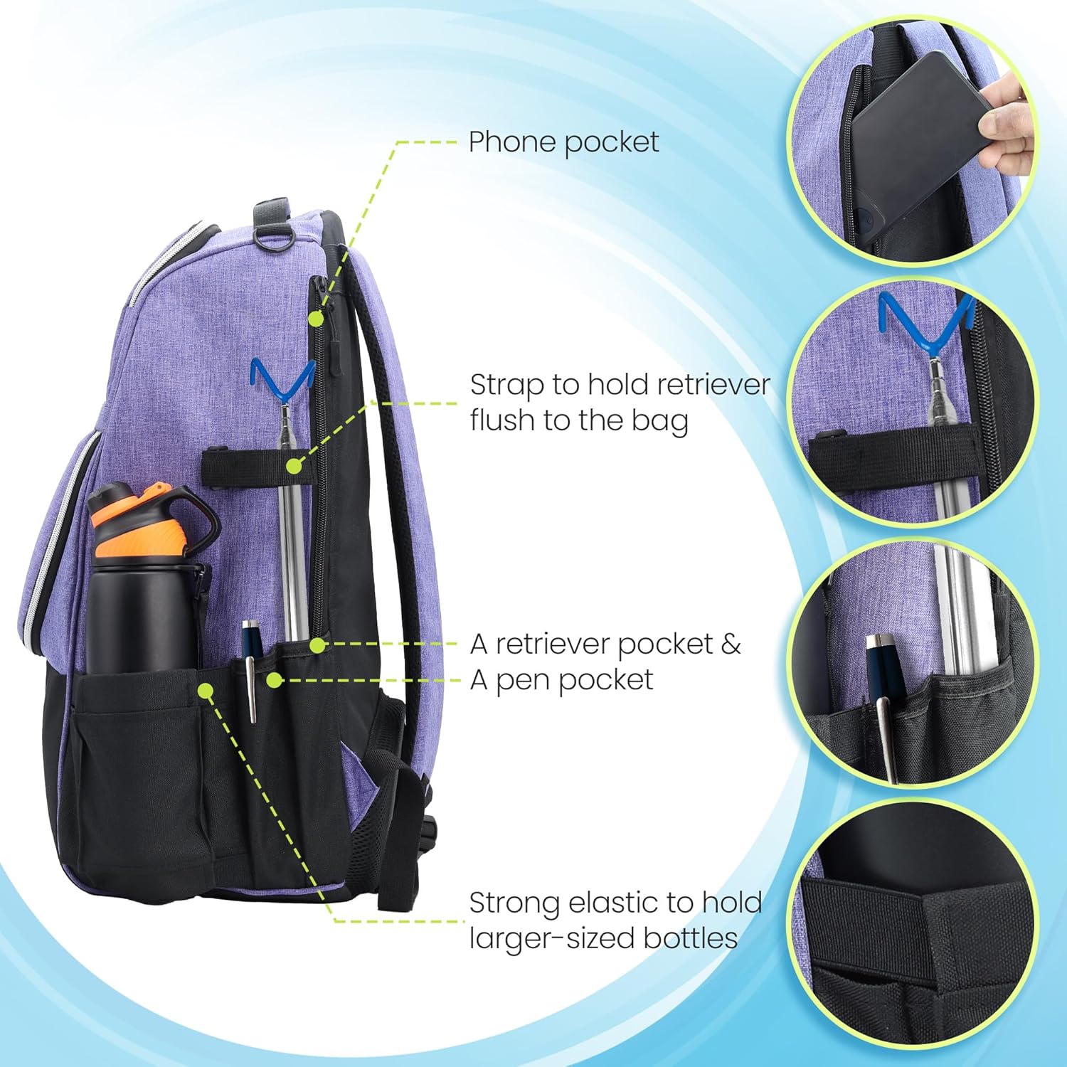 Disc Golf Backpack with Stand-Up Design and Pockets Q85690