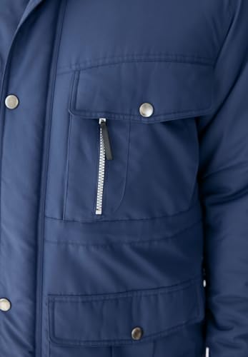Men's Big & Tall Fleece-Lined Parka With Detachable Hood And 6 Pockets K950