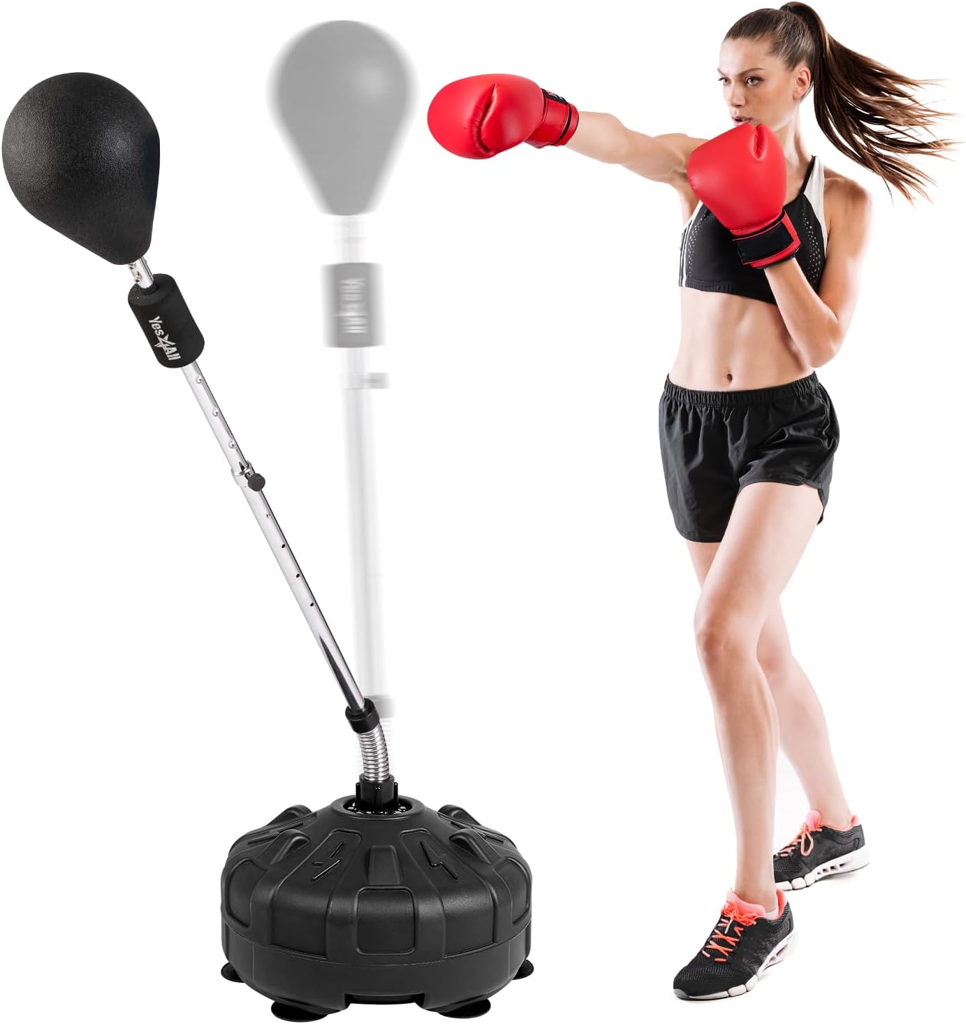 Punching Bag with Stand, Adjustable Height, PU Leather Speed Reflex Ball E942570