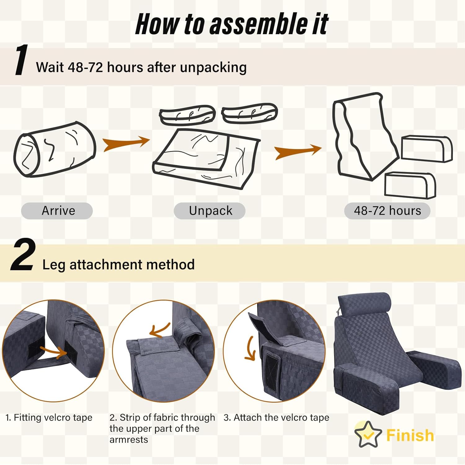 Dark Grey Back Rest Pillow with Arms Rest F630
