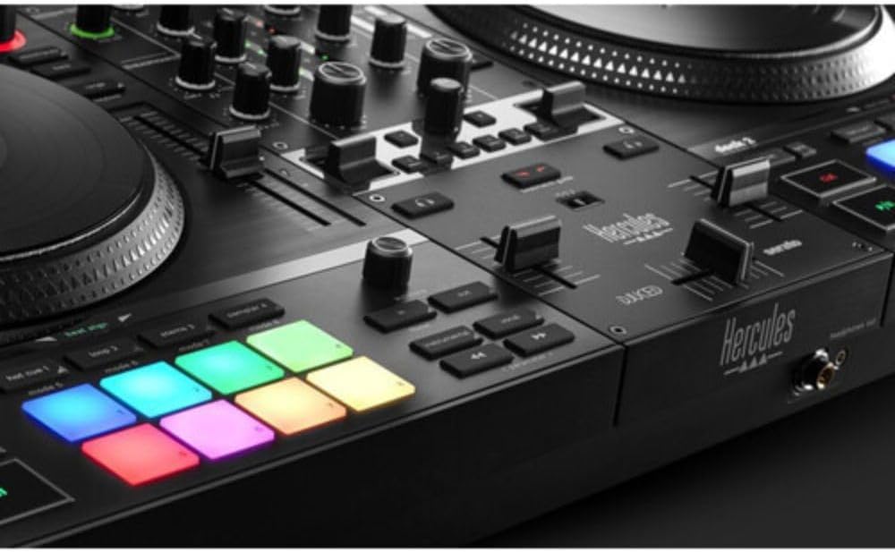 2 Deck Motorized DJ Controller with Cover and Closed-Back Headphones L64657
