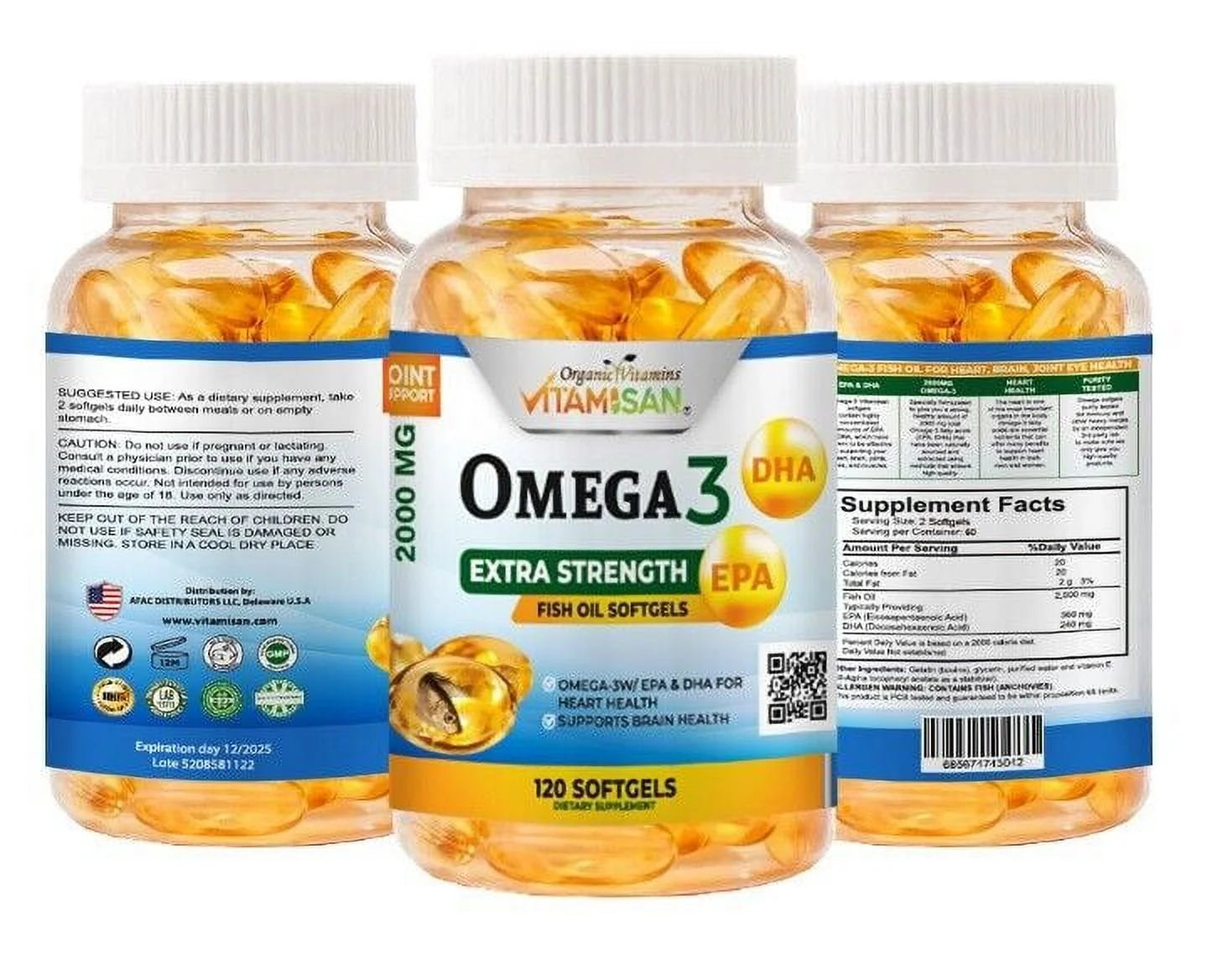 2000mg Omega 3 Fish Oil 120 Softgels W289772