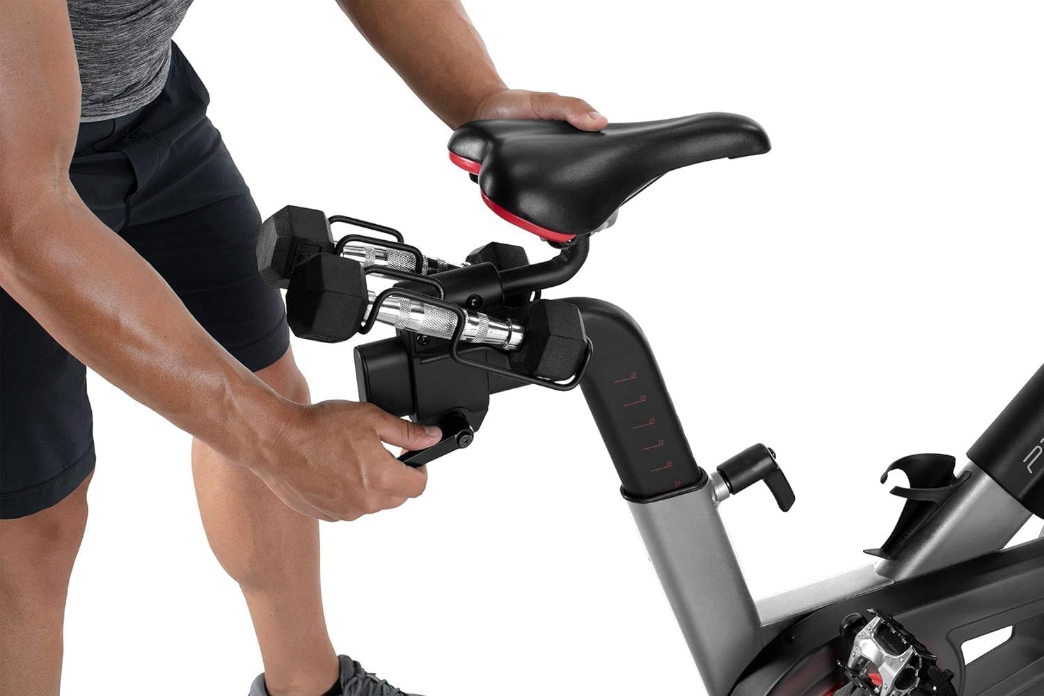 22” HD Touchscreen Exercise Bike with 24 resistance levels, Two 3 lb dumbbells, Black A3444